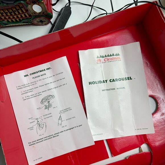 1990s Vintage Mr. Christmas 3-Horse Carousel & Circus Organ Plays 21 Songs Works - Picture 7 of 10